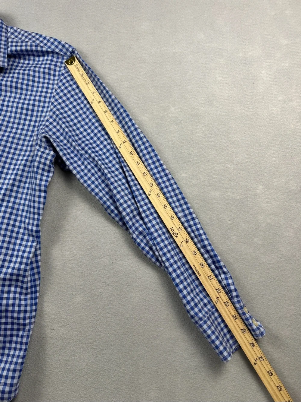 Banana Republic Dress Shirt Mens Large Blue Gingham Non Iron Slim Long Sleeve